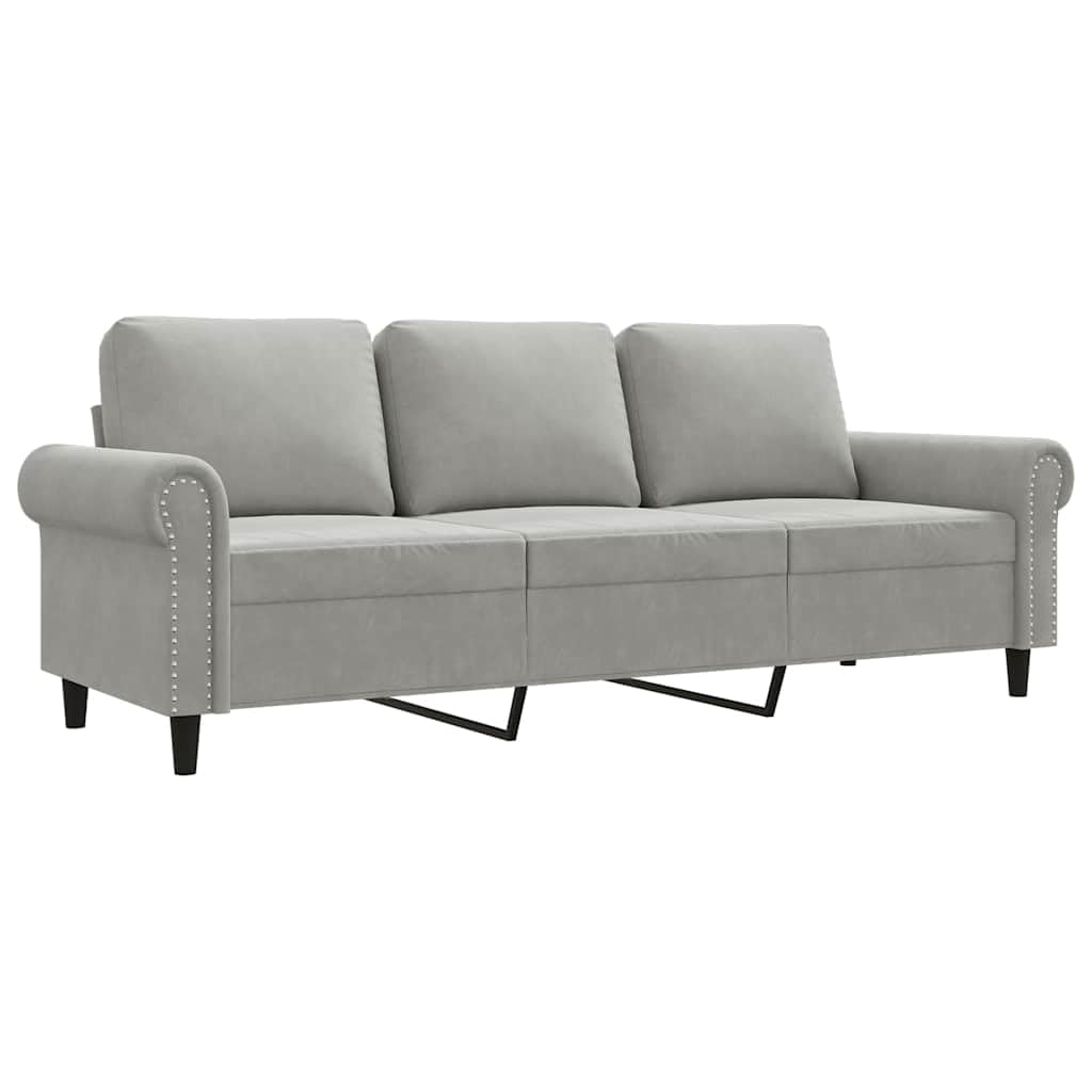 Light Gray Velvet 3-Seater Sofa T4615