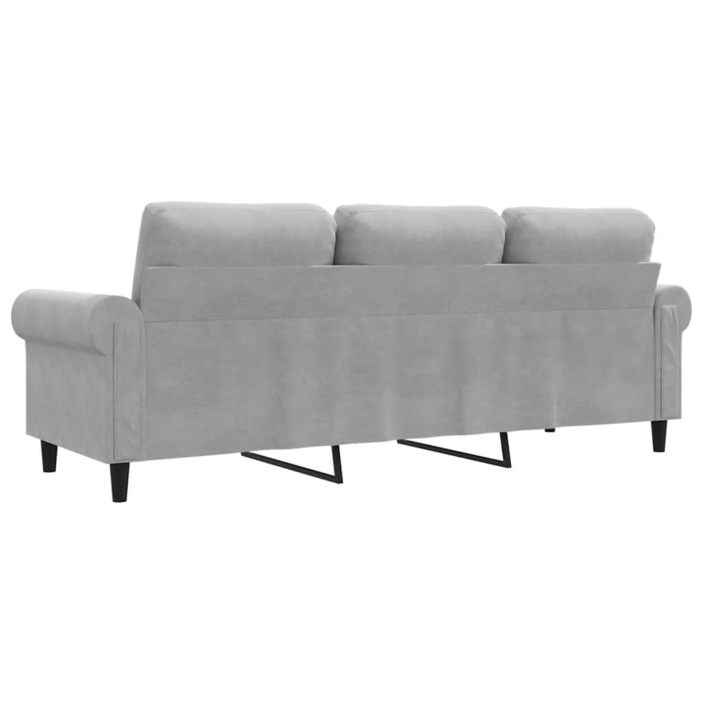 Light Gray Velvet 3-Seater Sofa T4615