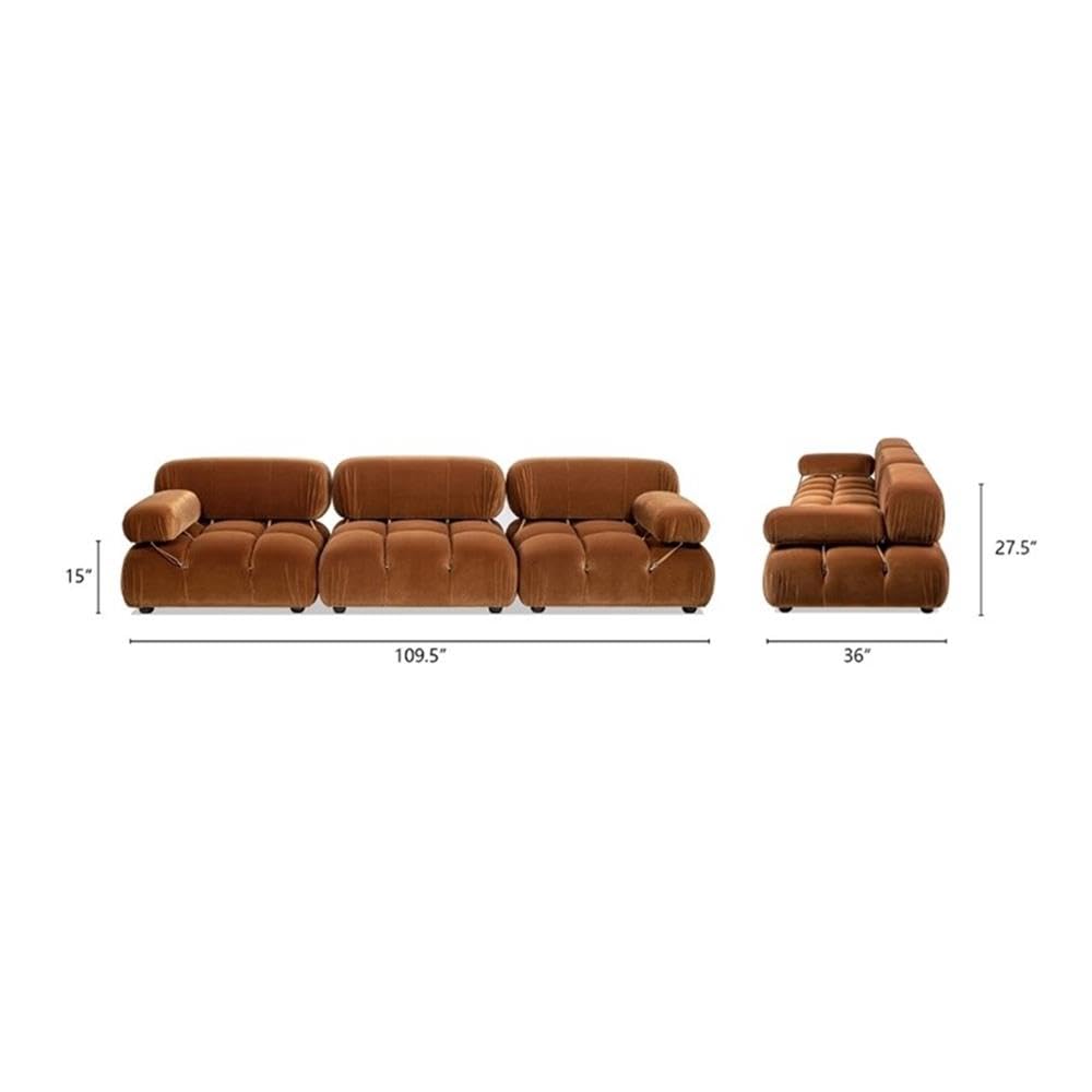 Burnt Orange Velvet 3-Piece Modular Sofa S4182