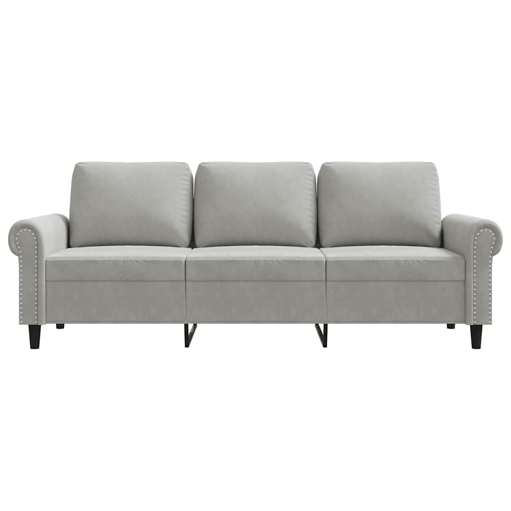 Light Gray Velvet 3-Seater Sofa T4615