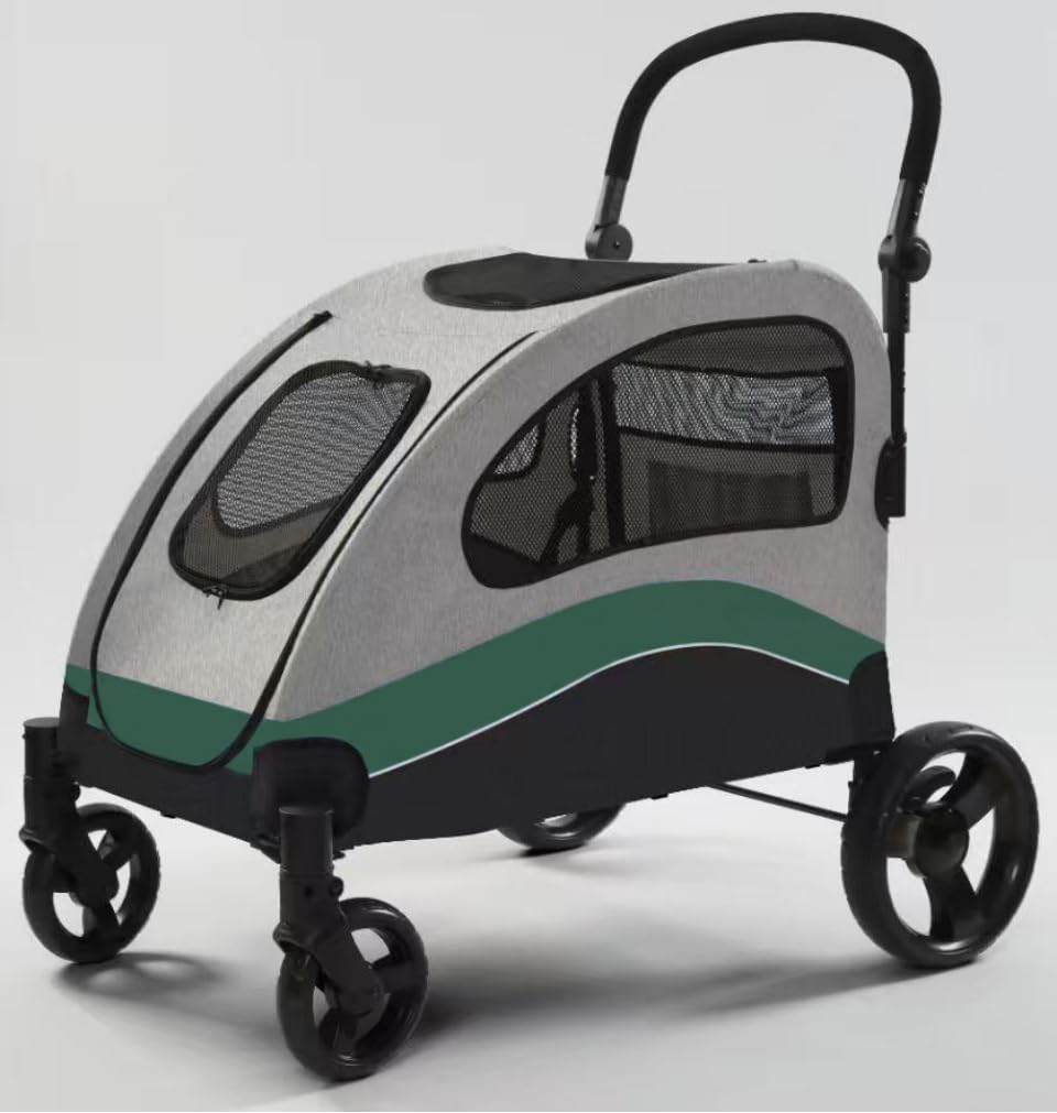 Extra Large Foldable Dog Stroller with Wheels and Brakes X954036