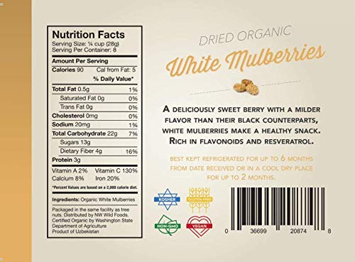 Organic White Mulberries 8 Ounces A672