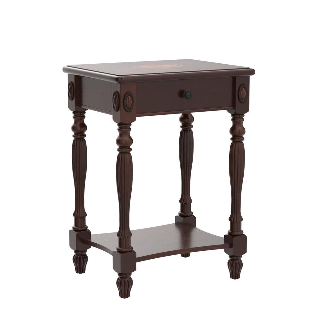 Solid Wood Side Table with Drawer and Storage Shelf V274072