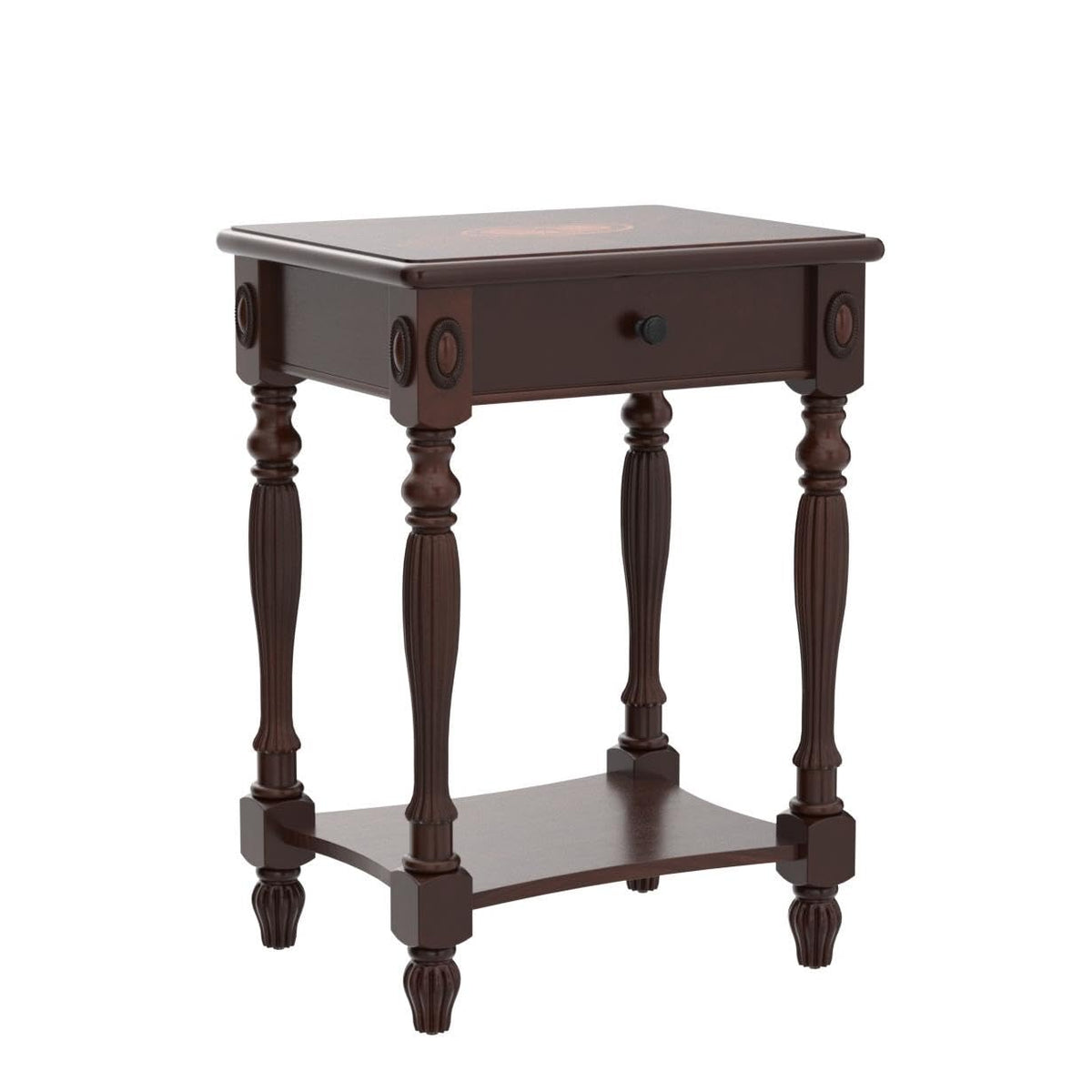 Solid Wood Side Table with Drawer and Storage Shelf V274072