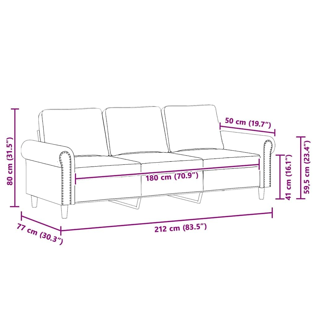 Light Gray Velvet 3-Seater Sofa T4615
