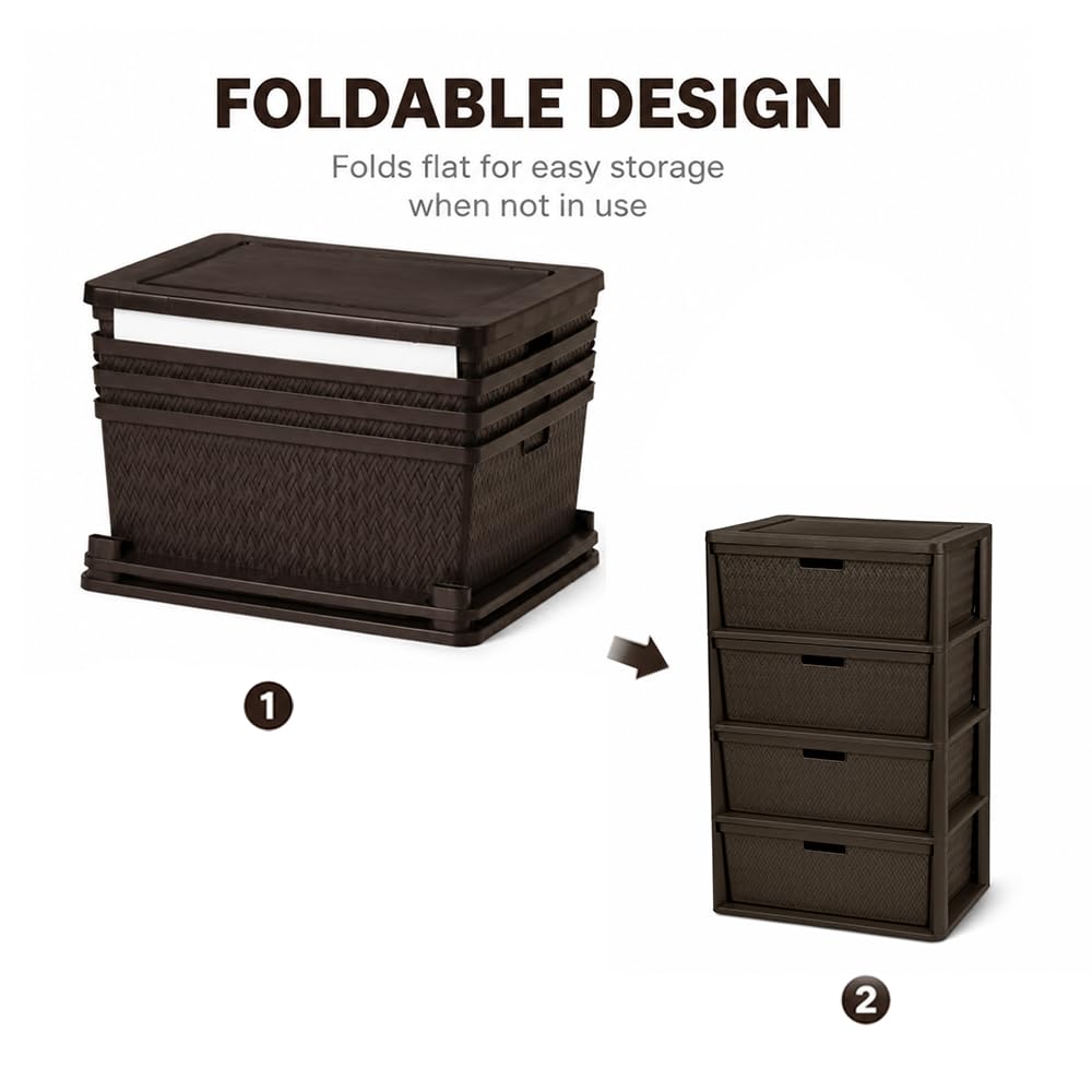 Brown Plastic 4 Drawer Storage Organizer J587
