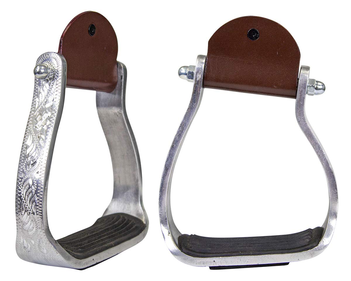 Angled Engraved Western Show Stirrups P185