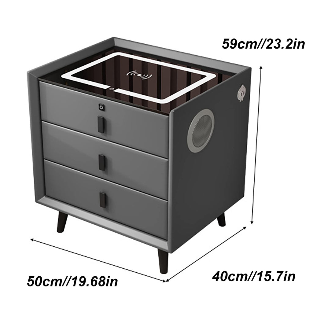 Gray 3 Drawer Nightstand with Charging Station J20346