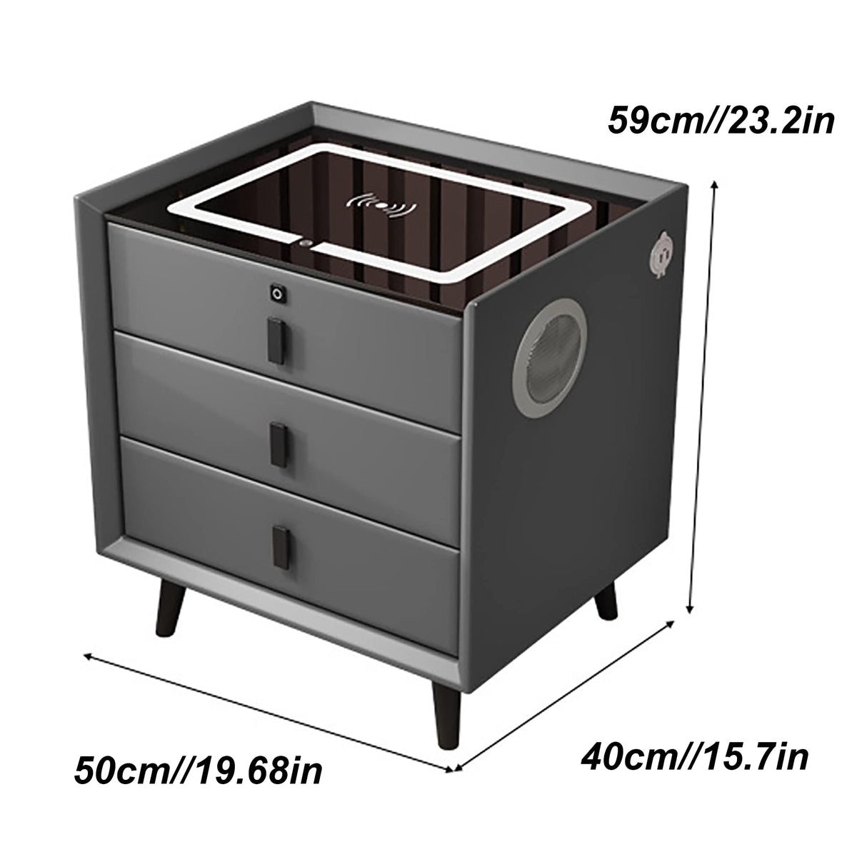 Gray 3 Drawer Nightstand with Charging Station J20346
