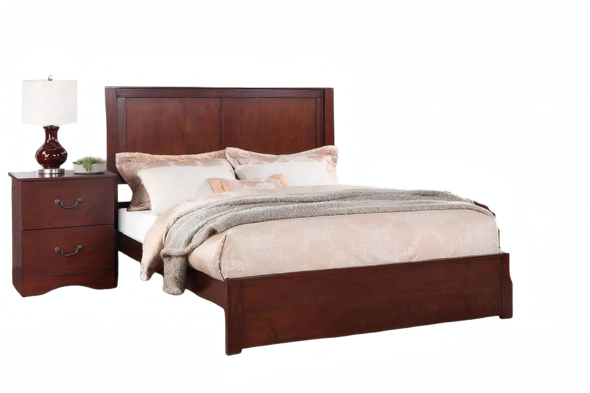 California King Bed Frame with Two Panel Headboard V878