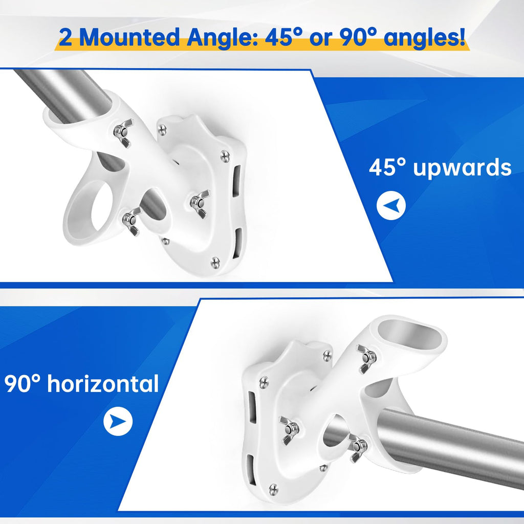 Flag Pole Holder Heavy-Duty Aluminum 1" Inner Diameter 2 Positions White 2 Pack D927477