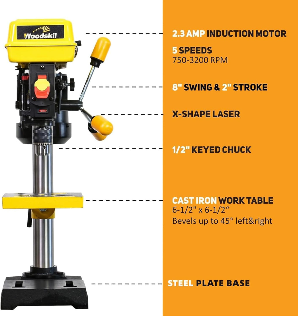 8-Inch 5-Speed Benchtop Drill Press W22180