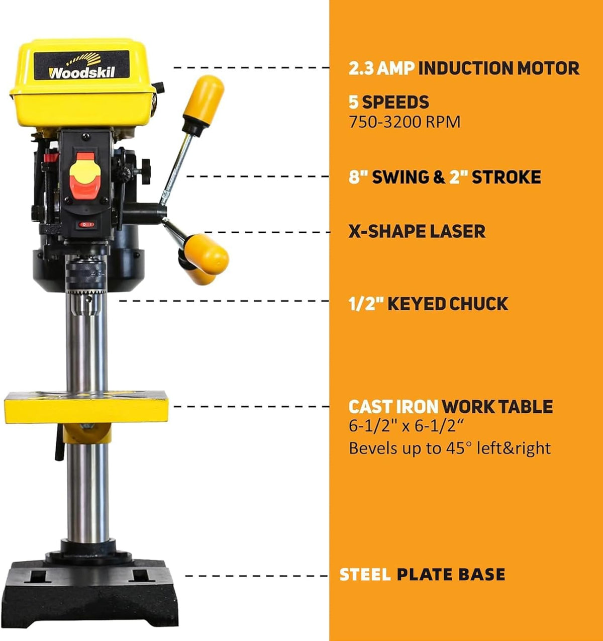8-Inch 5-Speed Benchtop Drill Press W22180