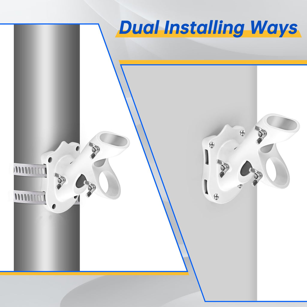 Flag Pole Holder Heavy-Duty Aluminum 1" Inner Diameter 2 Positions White 2 Pack D927477