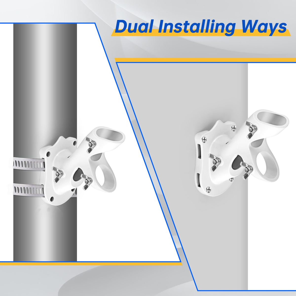 Flag Pole Holder Heavy-Duty Aluminum 1" Inner Diameter 2 Positions White 2 Pack D927477