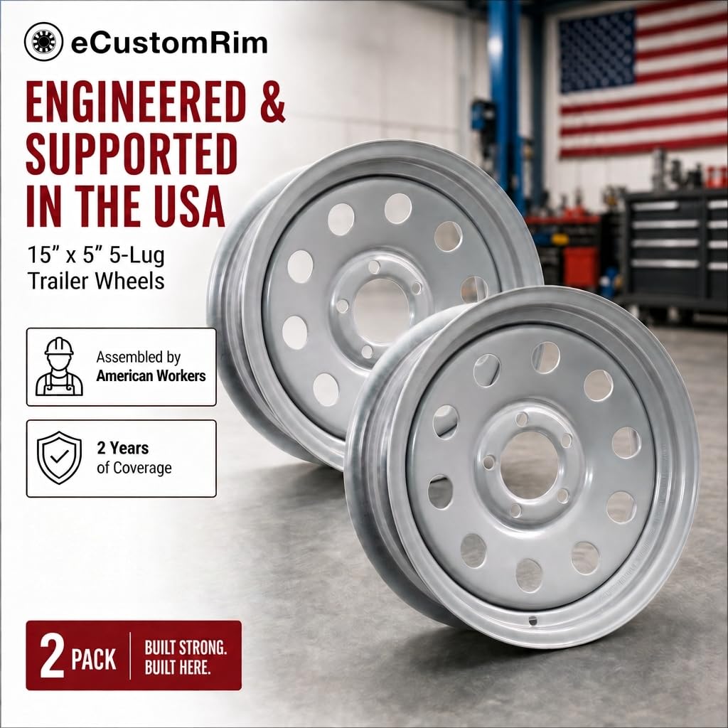 15 Inch 5 Lug Silver Trailer Wheel Y791