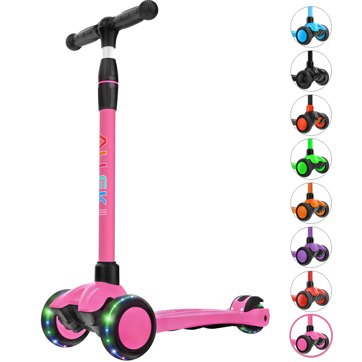Kick Scooter 3-Wheeled Push Scooter with Light-Up Wheels X604212