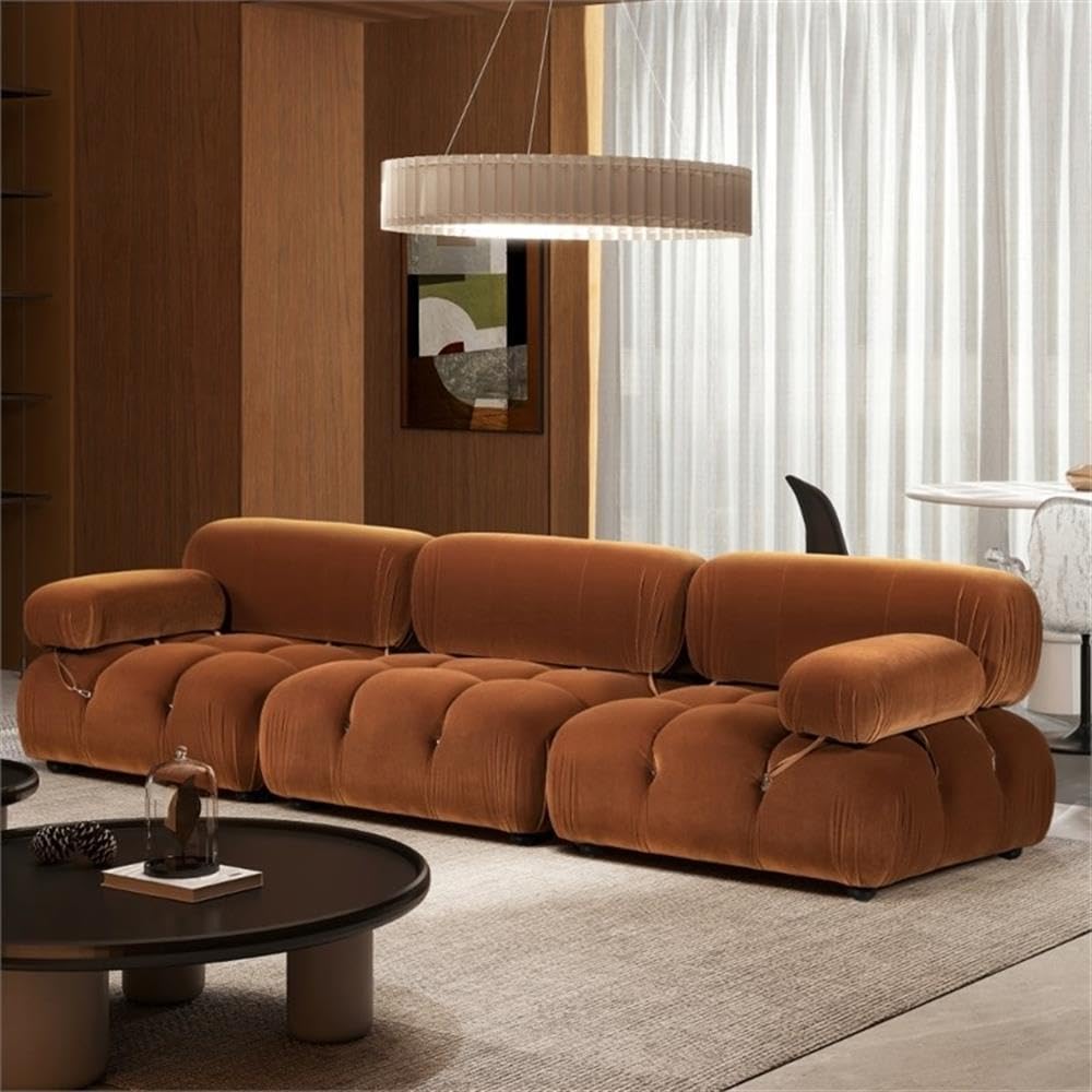 Burnt Orange Velvet 3-Piece Modular Sofa S4182