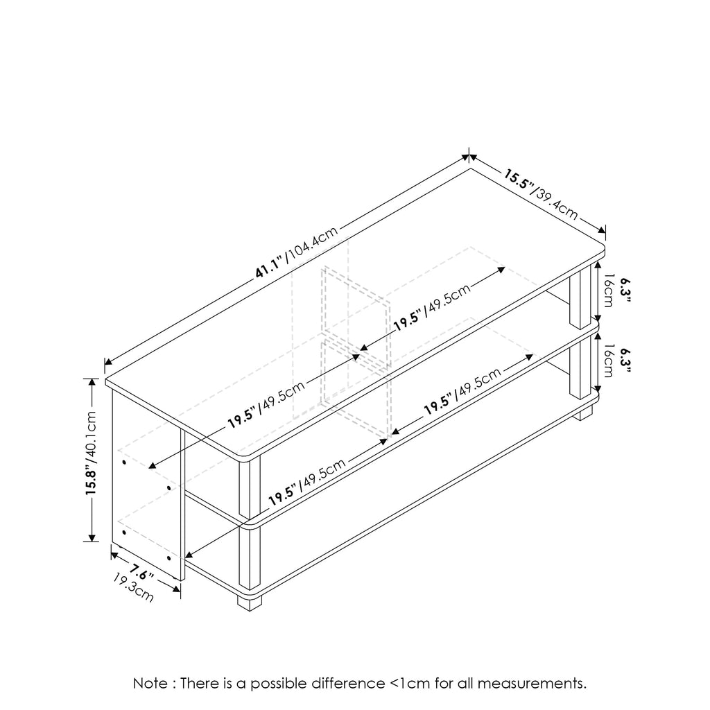 Espresso TV Stand with Open Shelf up to 48 Inch V7558