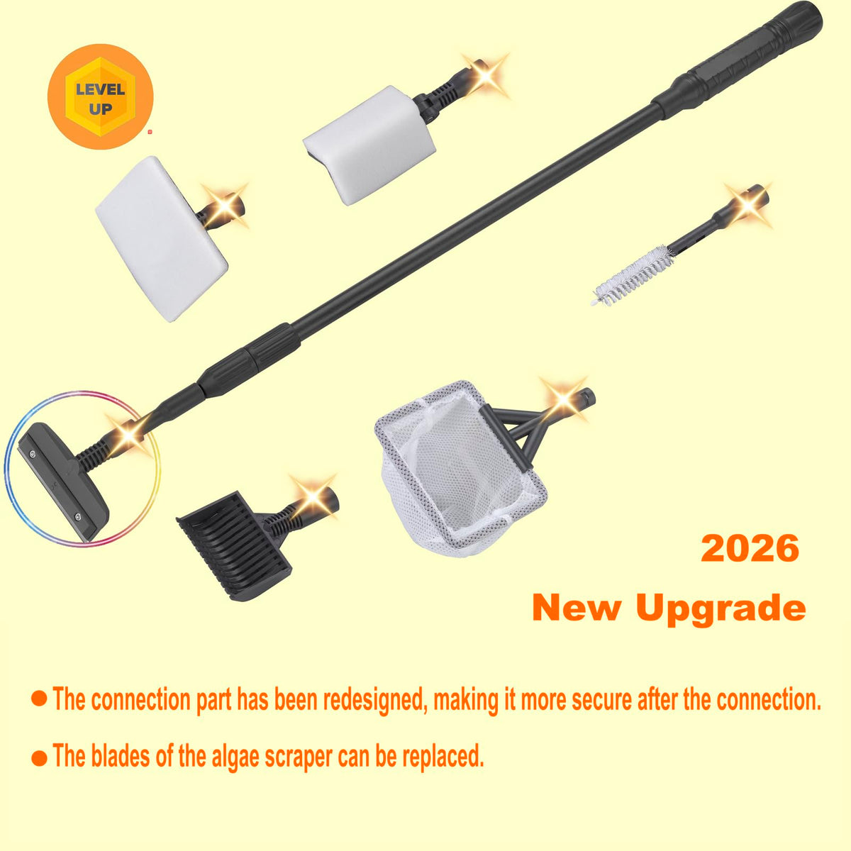 9IN1 Aquarium Cleaning Tools Long Handle Algae Scraper G899