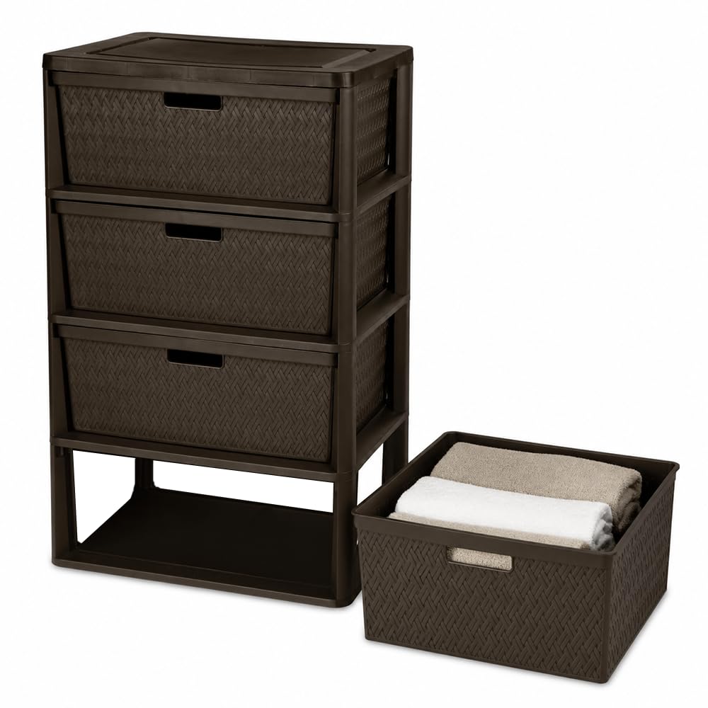 Brown Plastic 4 Drawer Storage Organizer J587