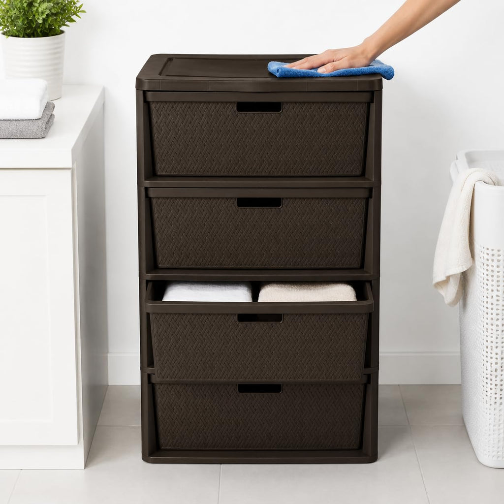 Brown Plastic 4 Drawer Storage Organizer J587