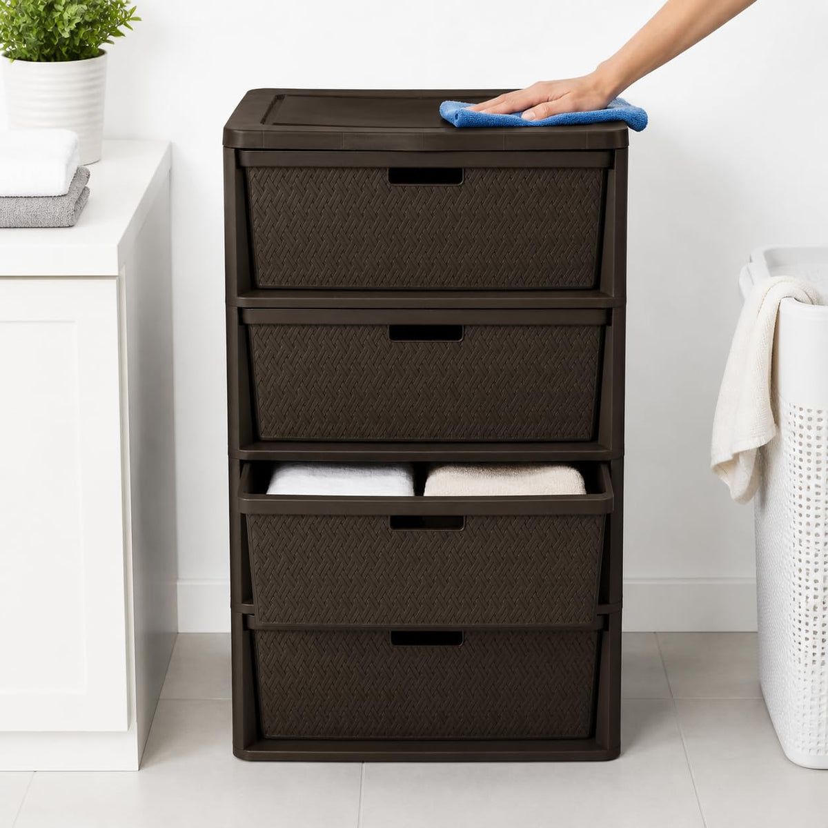 Brown Plastic 4 Drawer Storage Organizer J587