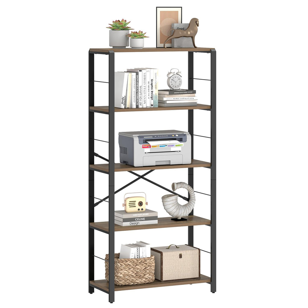 5 Tier Wood and Metal Bookshelf N135
