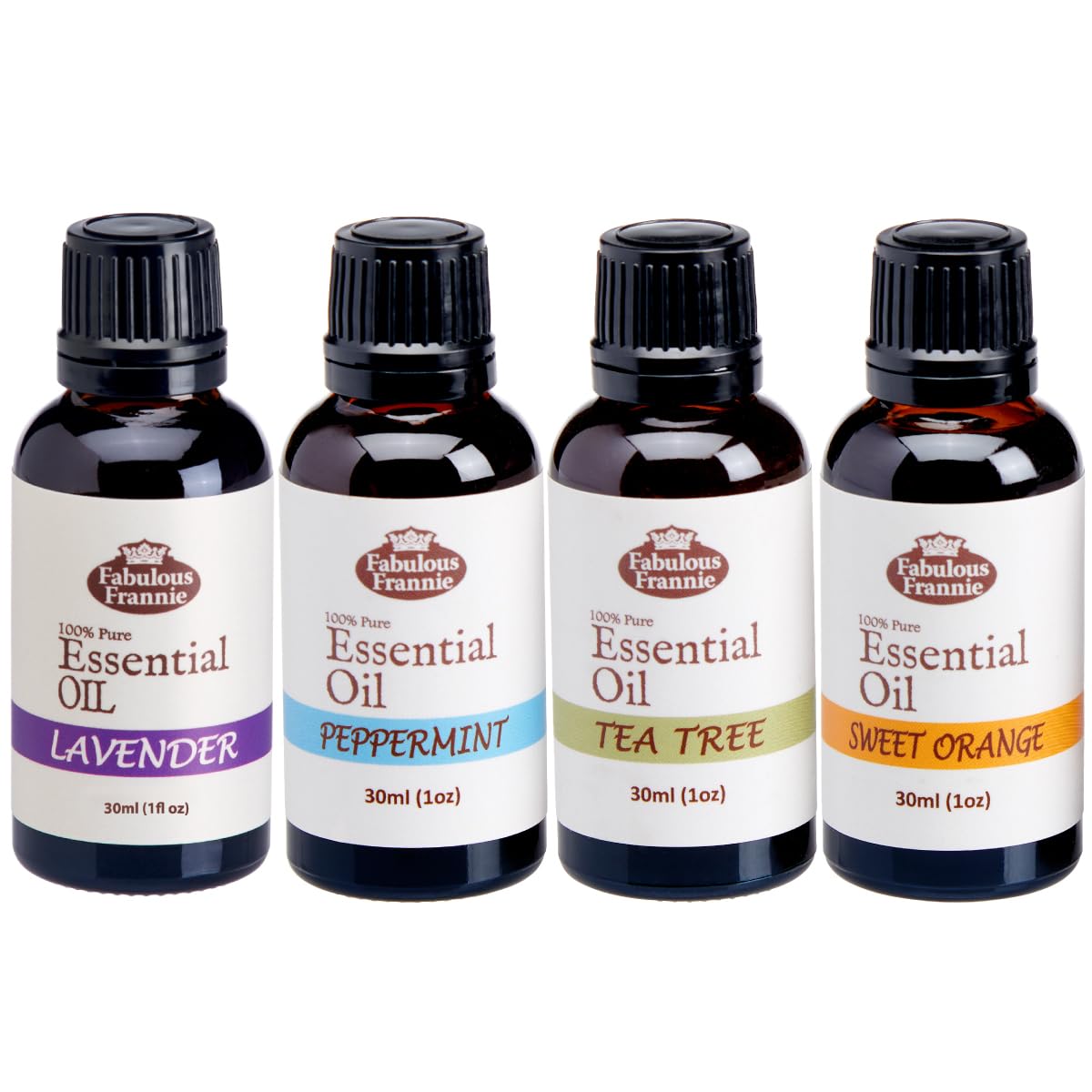 4 Pure Essential Oil Set Peppermint Lavender Sweet Orange Tea Tree 30ml L69252