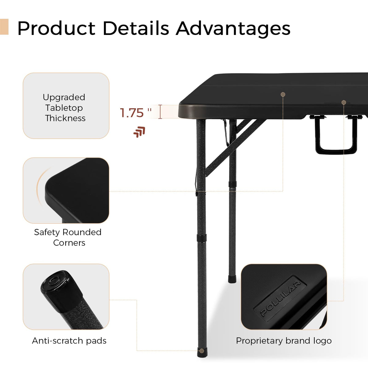 34" Black Folding Card Table I416