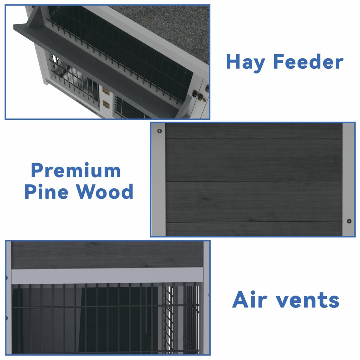 Large 2-Story Rabbit Hutch with Hay Feeder T689