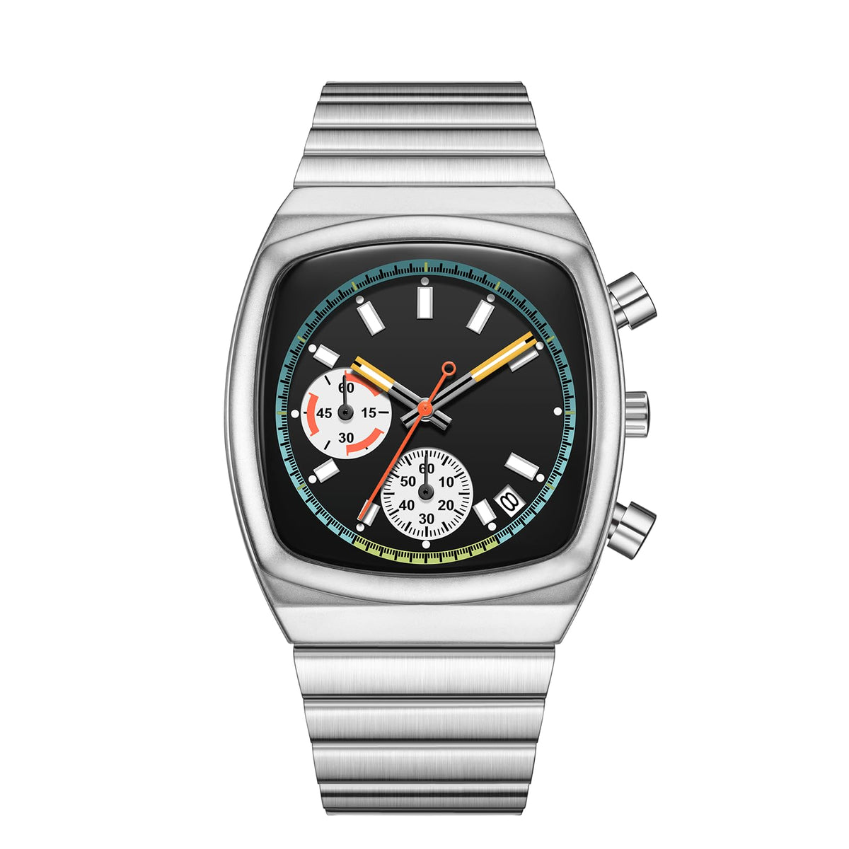 Mens Chronograph Stainless Steel Waterproof Analog Wristwatch E6551
