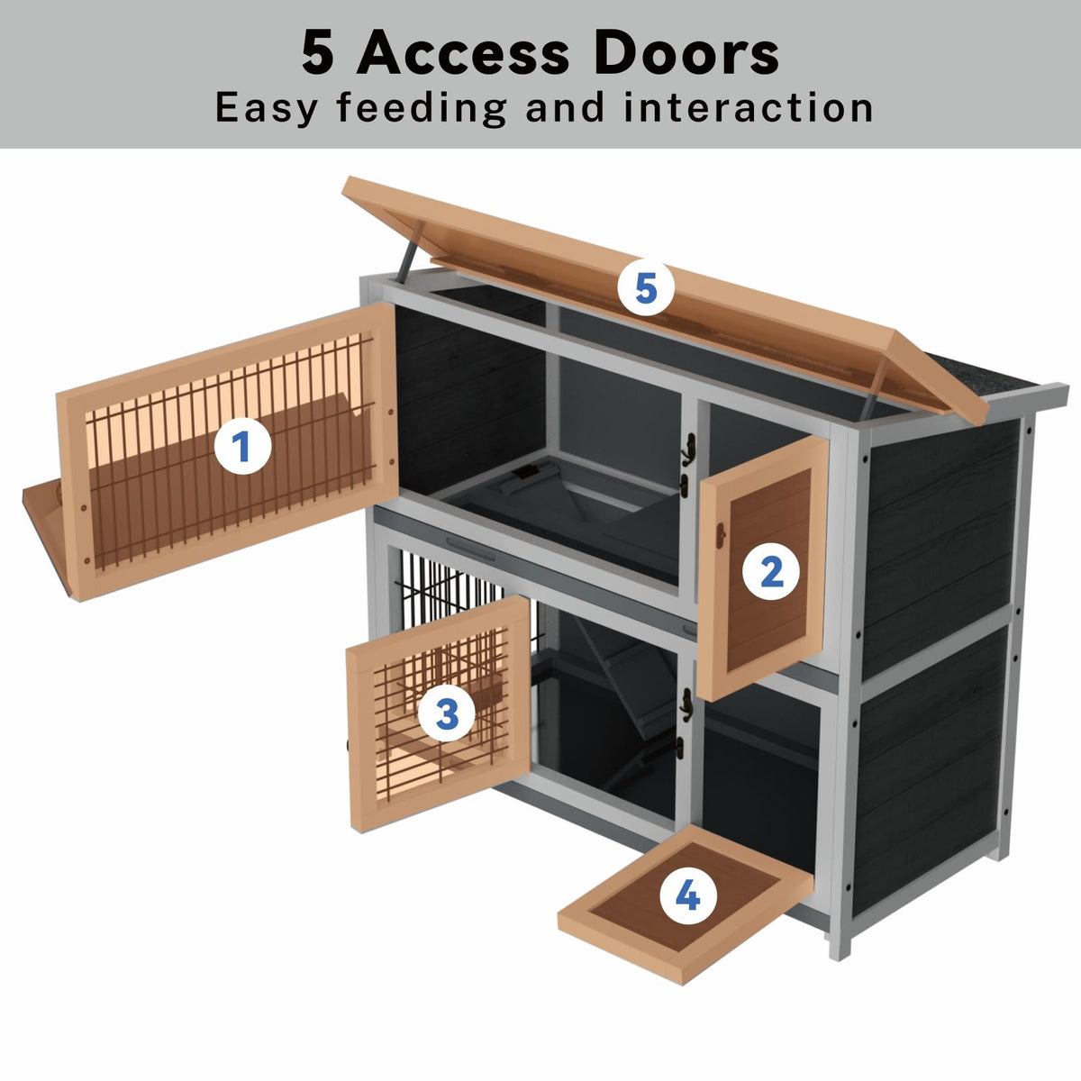 Large 2-Story Rabbit Hutch with Hay Feeder T689