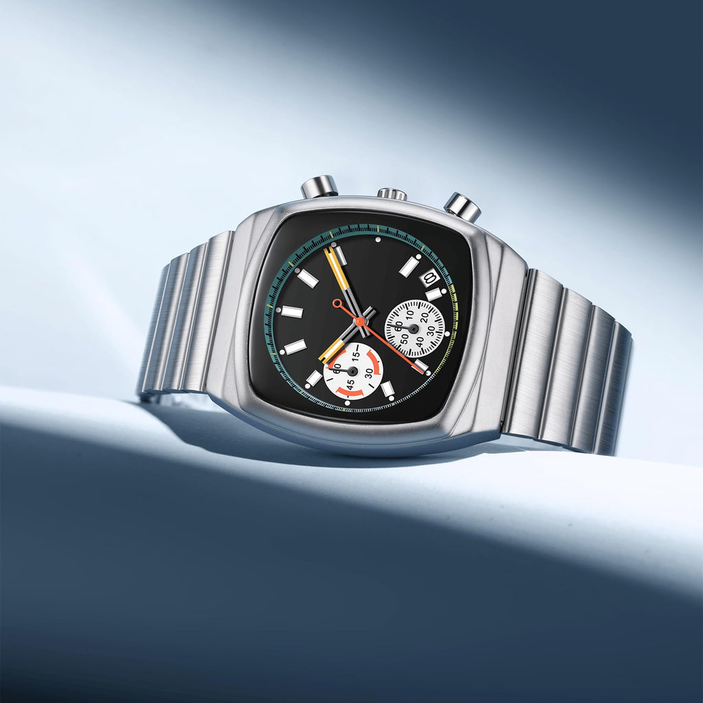 Mens Chronograph Stainless Steel Waterproof Analog Wristwatch E6551