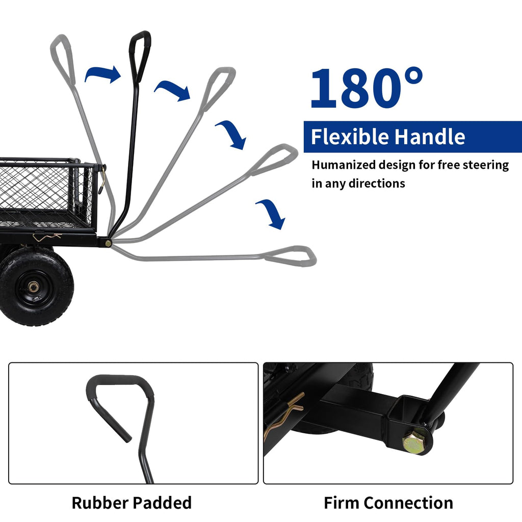 400 Lbs Capacity Mesh Steel Garden Cart with 10" All Terrain Wheels M835345