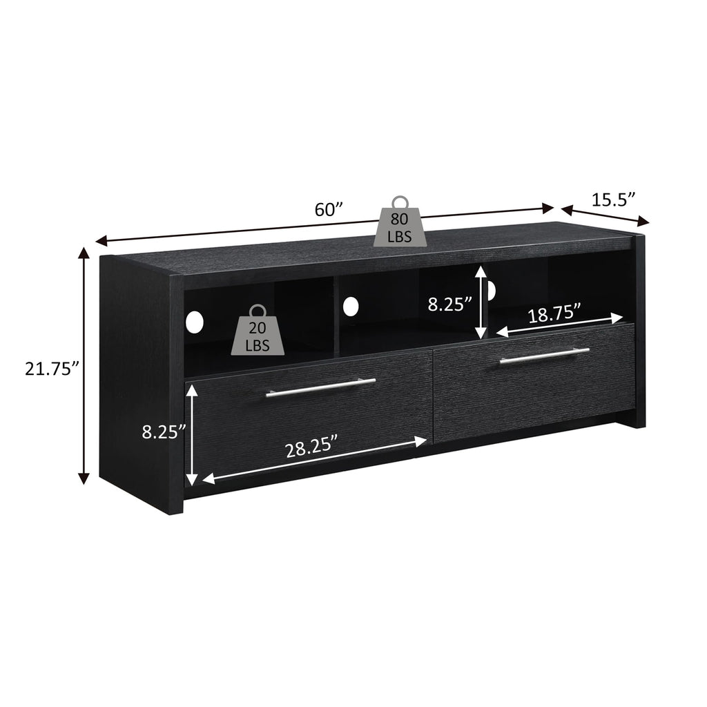 Espresso TV Stand with Storage Cabinets & Shelves B3989