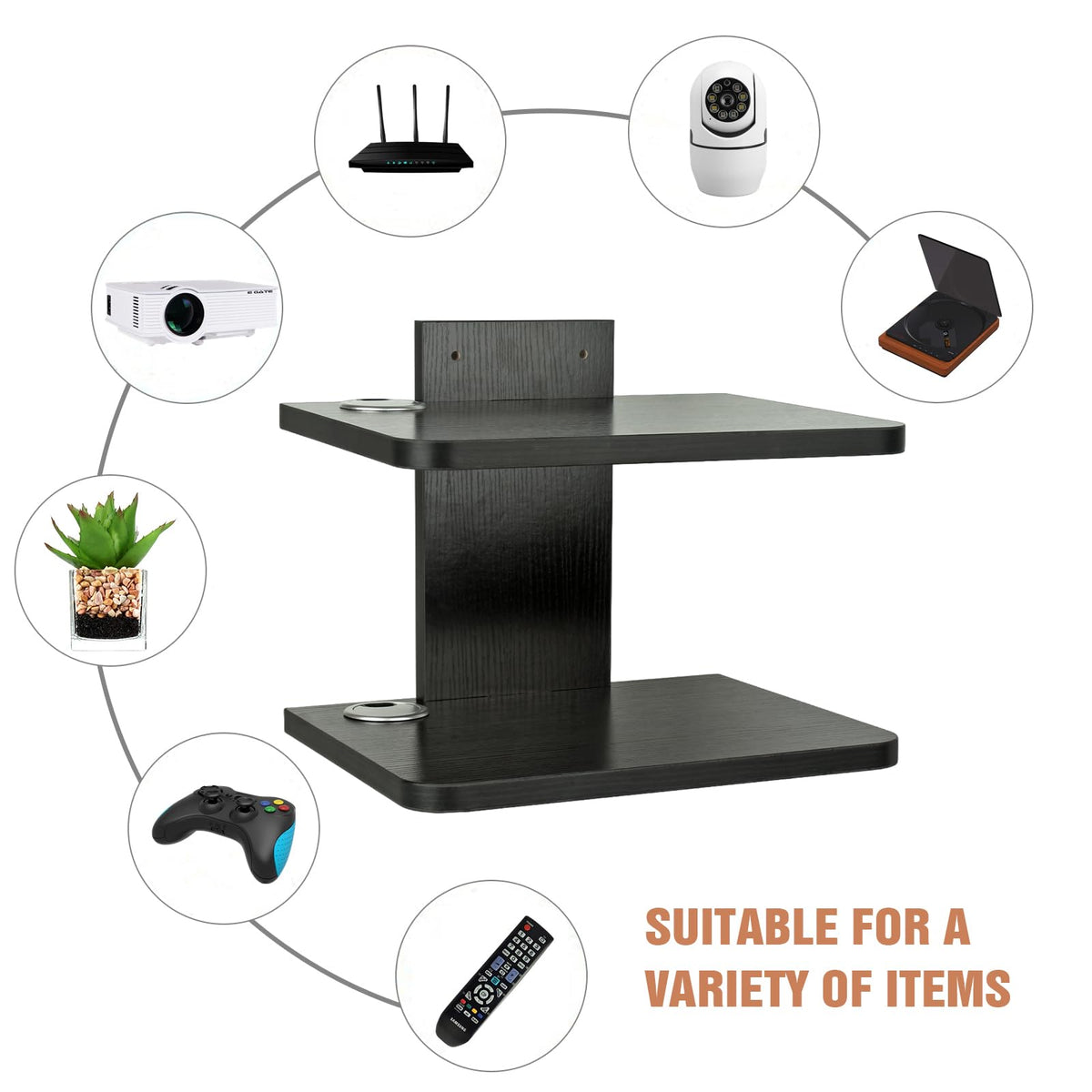 Black 2 Tier Projector Wall Mount O33540