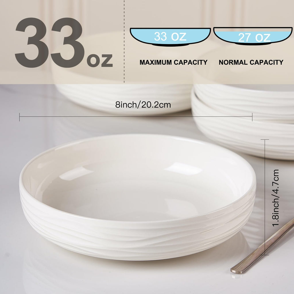 White Pasta Bowls Set of 4 U858