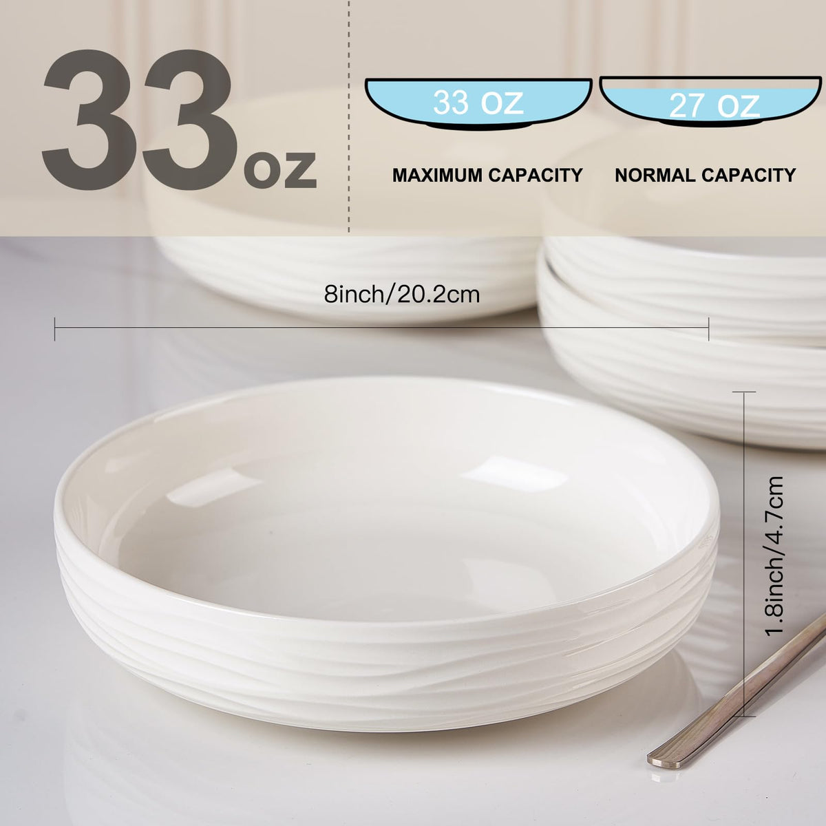 White Pasta Bowls Set of 4 U858