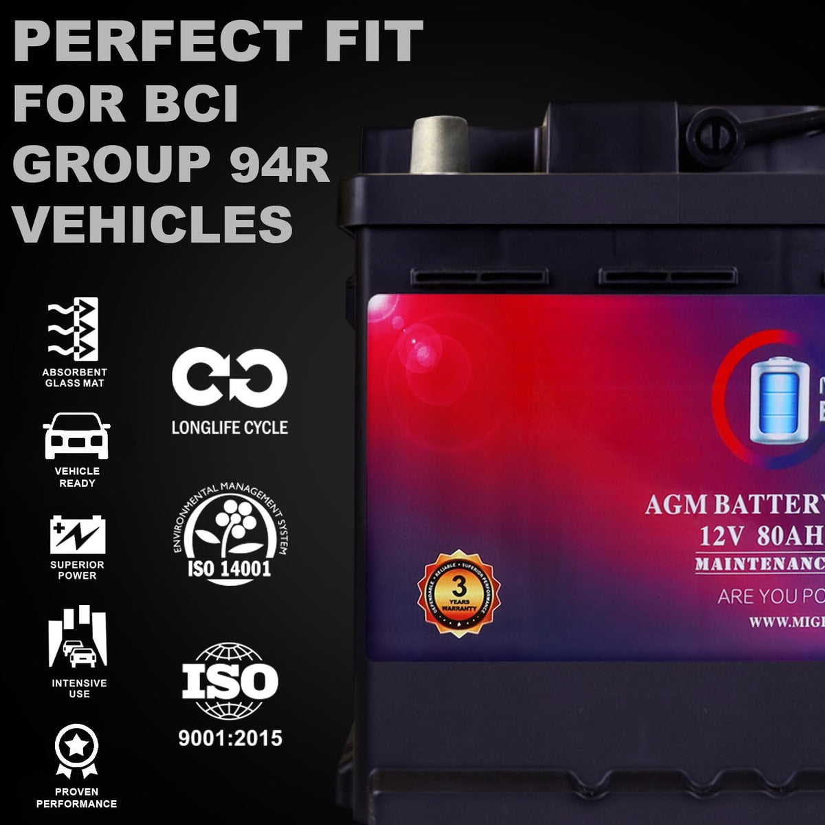 12V 80AH 850 CCA Replacement Battery K339781