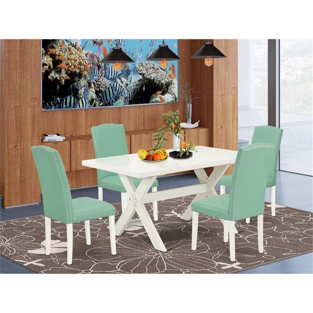 5 Piece Kitchen Table Set with Faux Leather Chairs S2582