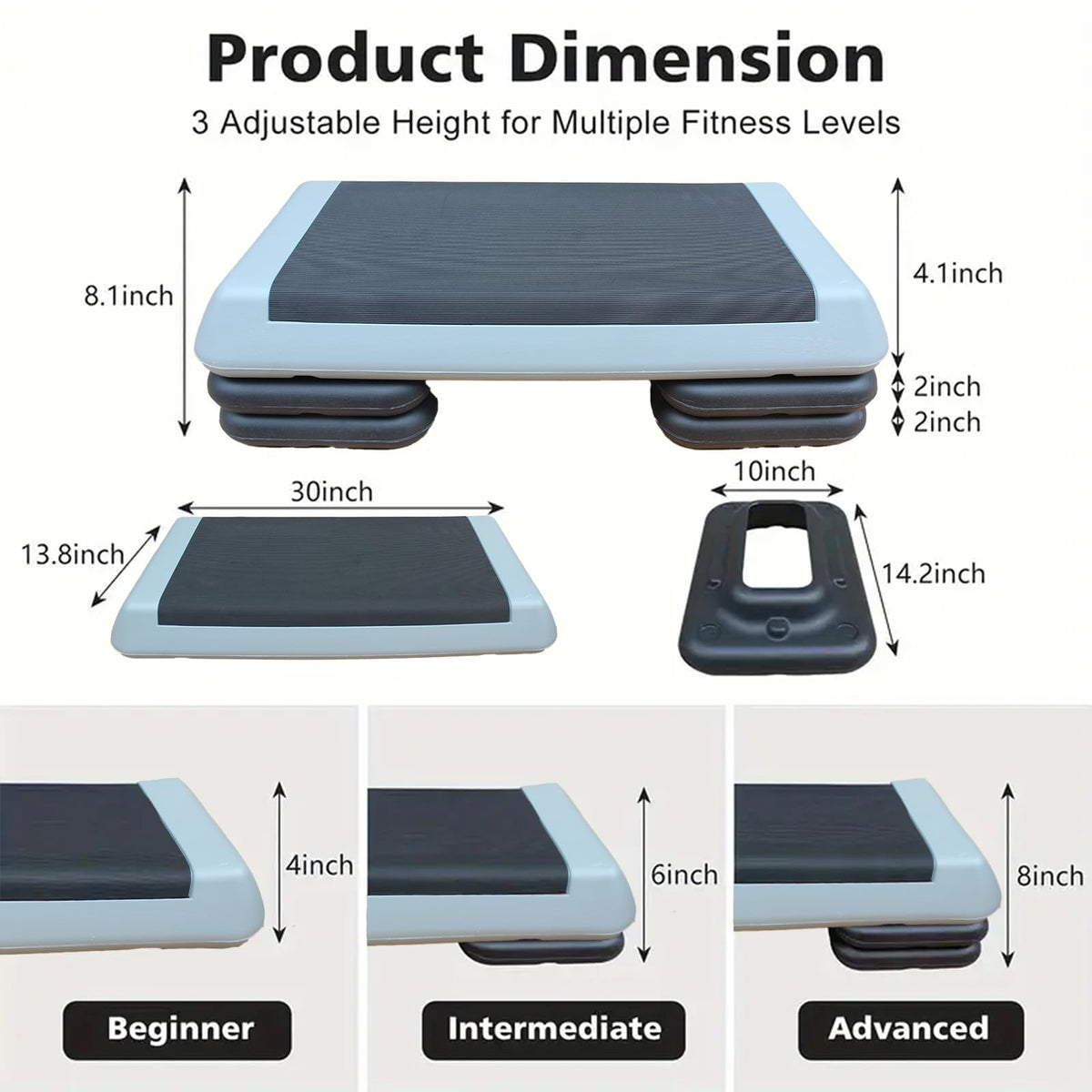 Adjustable Aerobic Exercise Step Platform with 2/4 Stackable Risers J884