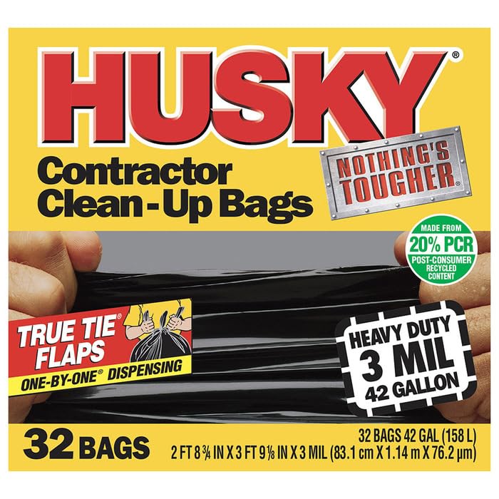 Black 42 Gal Contractor Trash Bags, 32-Count B78964