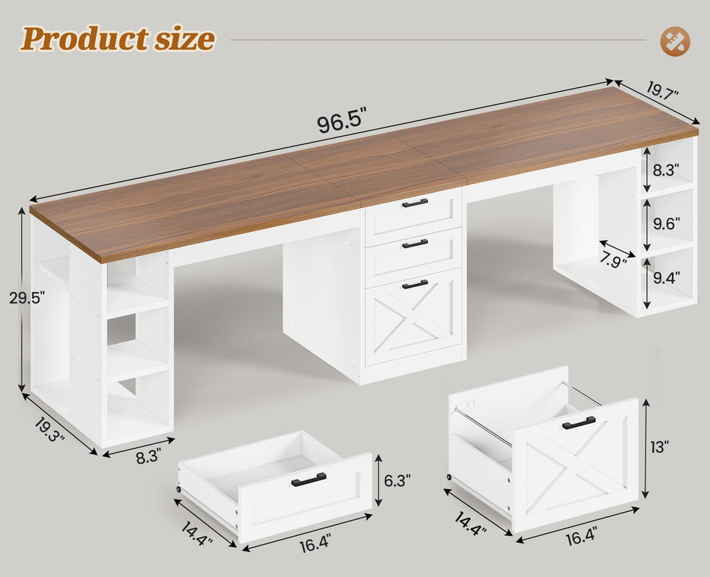 96.5" 2 Person Computer Desk with Storage Drawers L871530