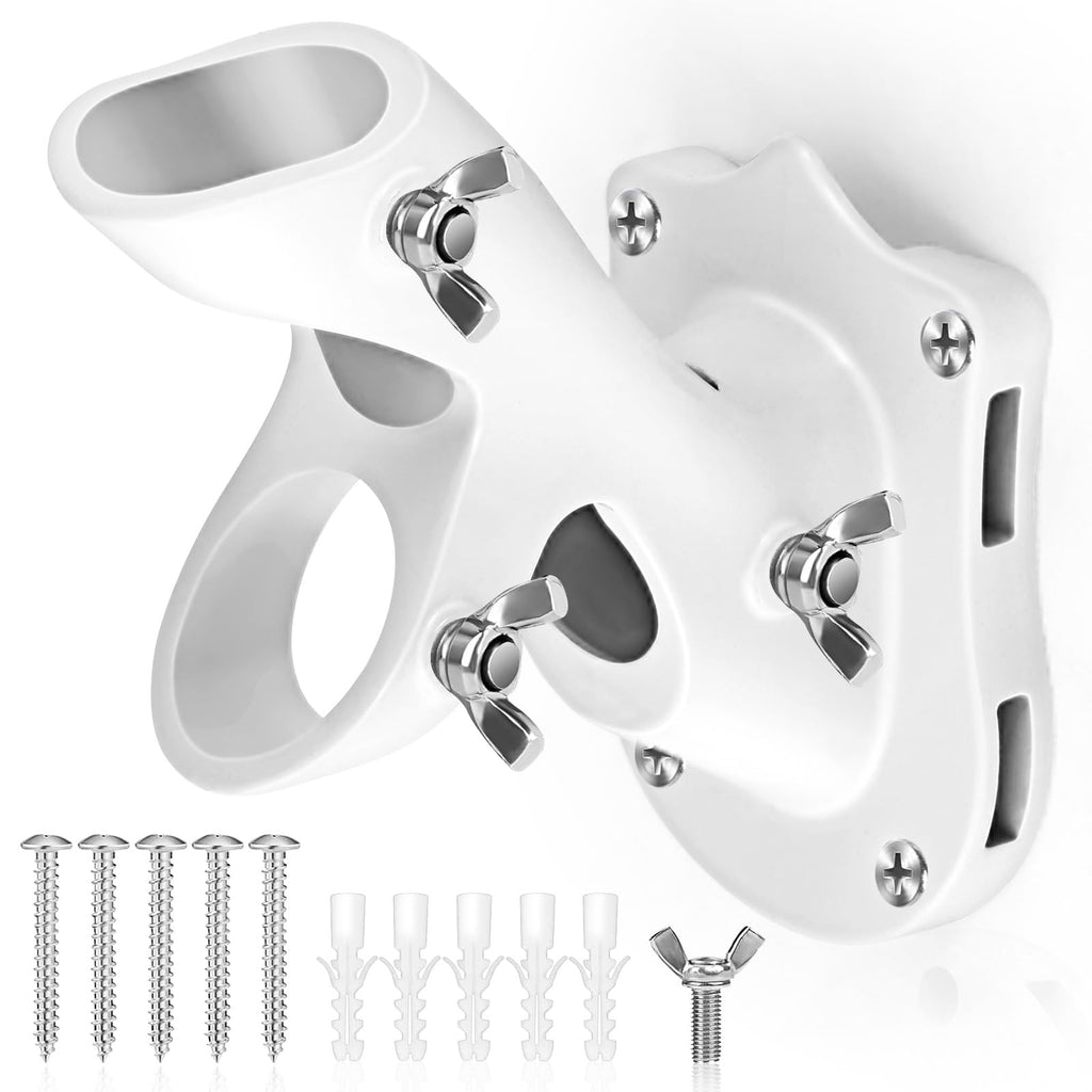 Flag Pole Holder Heavy-Duty Aluminum 1" Inner Diameter 2 Positions White 2 Pack D927477