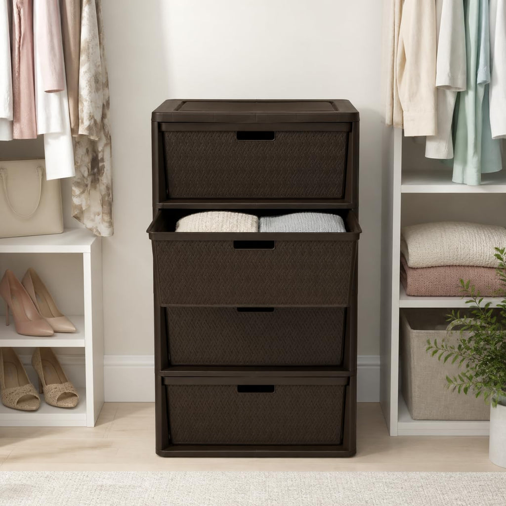 Brown Plastic 4 Drawer Storage Organizer J587
