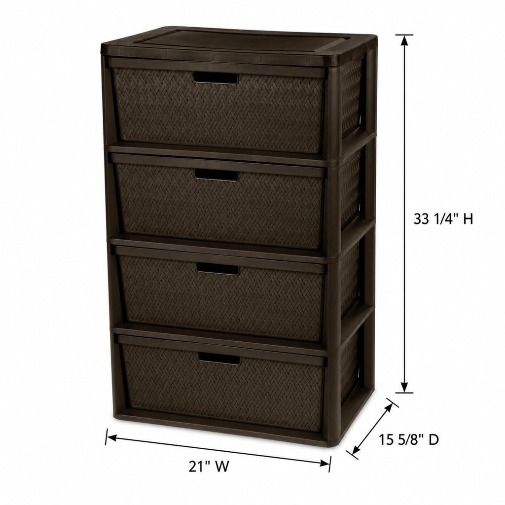 Brown Plastic 4 Drawer Storage Organizer J587