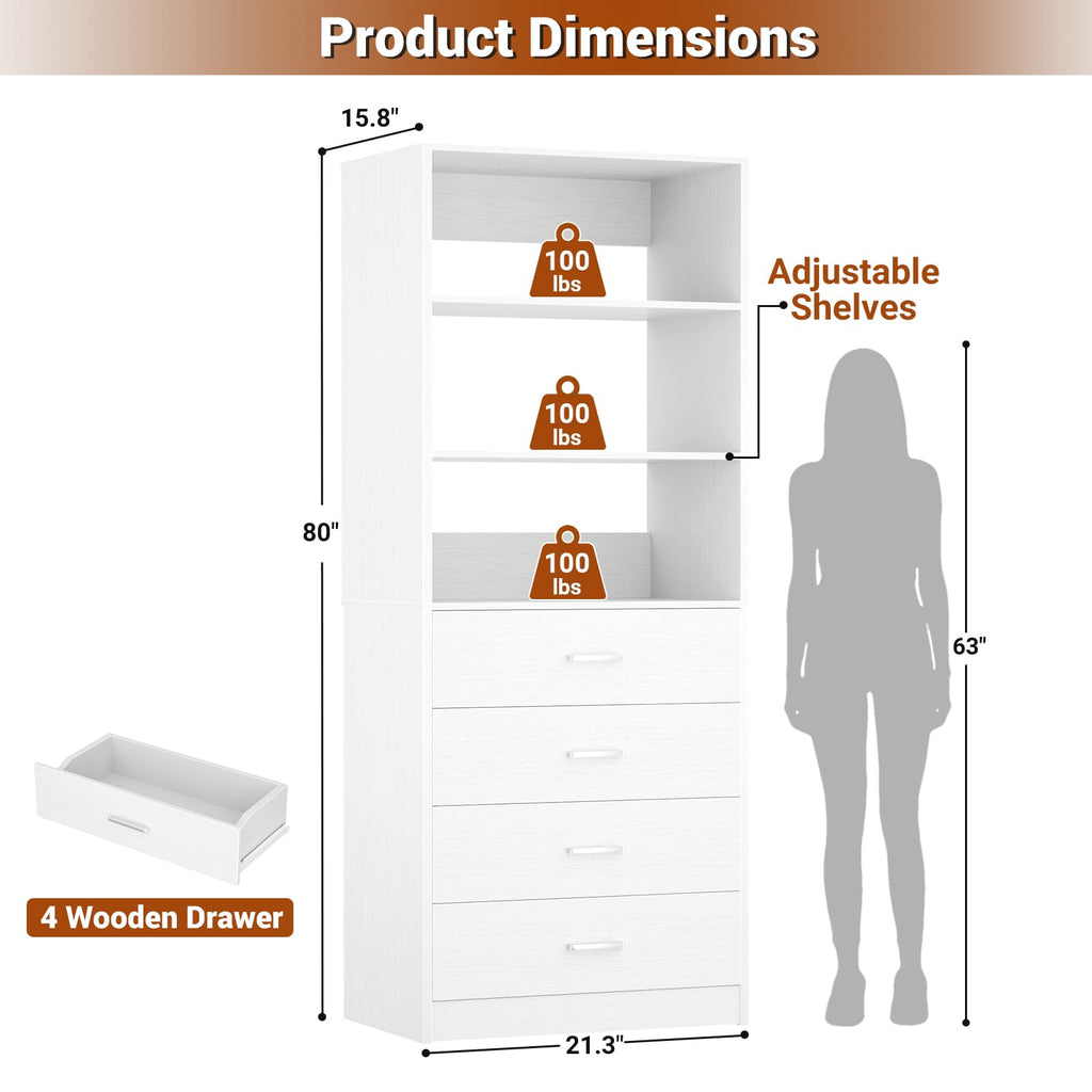 Wood Closet Organizer with 4 Drawers F49096