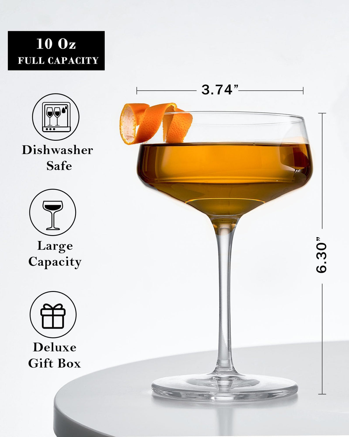 Crystal Coupe Glasses Set of 4, 10 Oz F12618