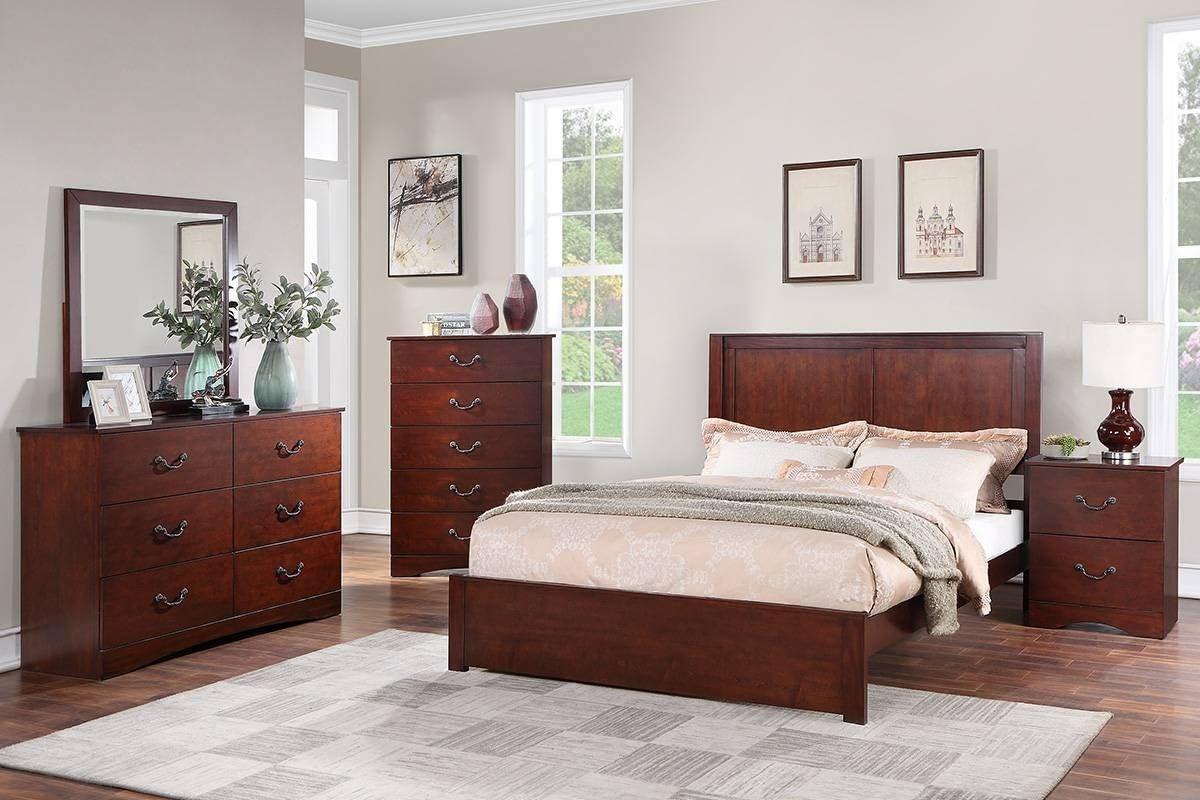 California King Bed Frame with Two Panel Headboard V878